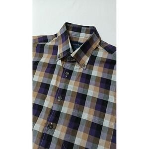 Scott Barber Men's Multicolor Plaid 100% Cotton‎ Long Sleeve Button Shirt Size M